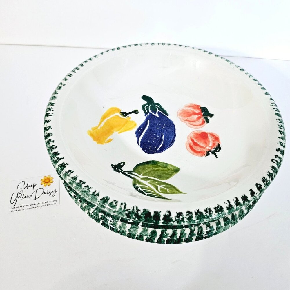 Vintage Ceramica Set Of 4 Hand-Painted Ceramic Fruit Bowls Made in Italy《856》M‎